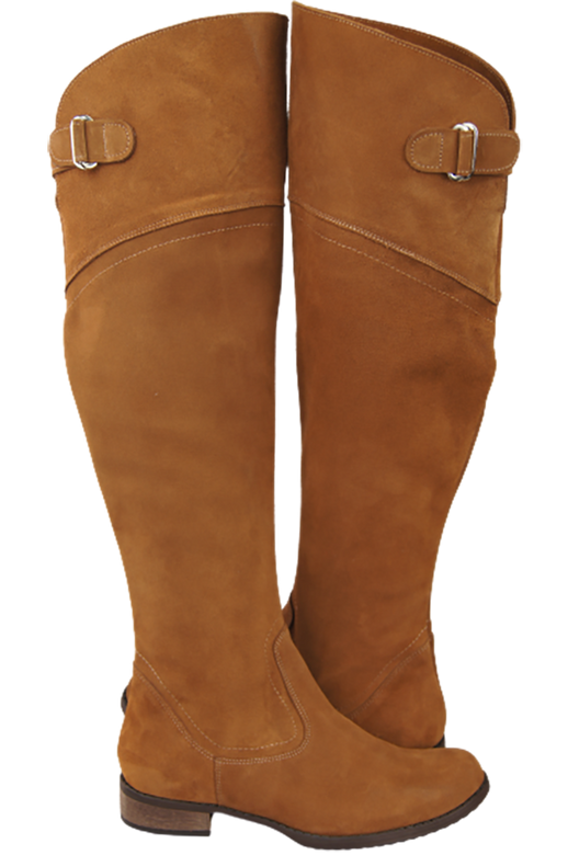 Dámské boty Caramel Musketeers Vysoké nad kolena z přírodní kůže Velour 154 ElitaBut