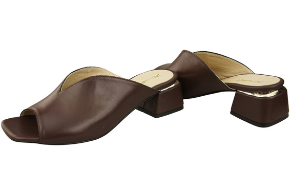 Dámské žabky na podpatku Chocolate Natural Leather 210 ElitaBut