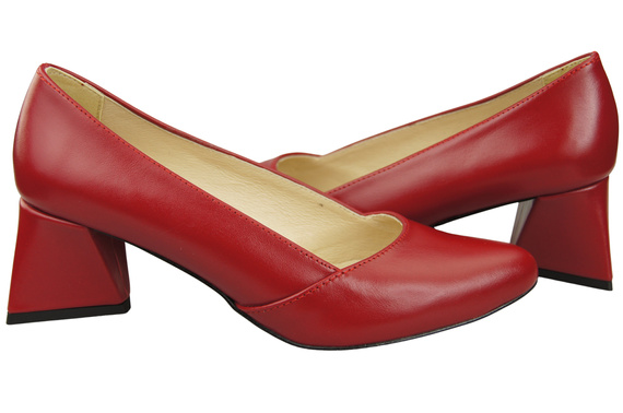 Dámské Lodičky Červená Pravá Kůže Špičatá Špička Podpatek ElitaBut 221