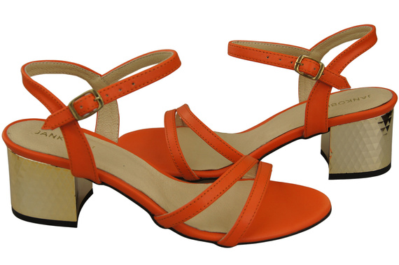 Dámská obuv Oranžová přírodní kůže 197 Smyslně odhalující nohy Sandály ElitaBut