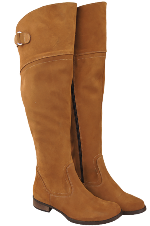 Dámské boty Caramel Musketeers Vysoké nad kolena z přírodní kůže Velour 154 ElitaBut