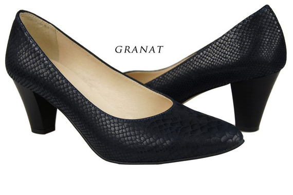 Dámská obuv Dámské kožené lodičky s motivem šupin námořnická modř 927 ElitaBut