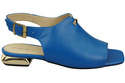 Pohodlná dámská obuv Sandály modré Plochý zlatý podpatek Přírodní kůže 207 ElitaBut