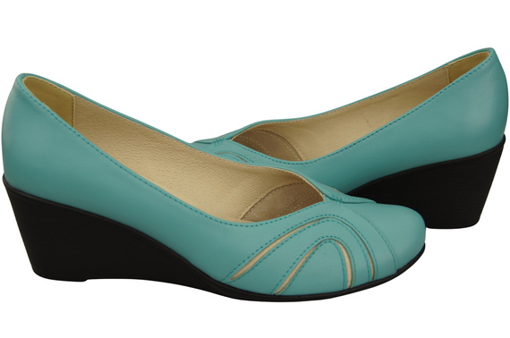 Boty na kotníku Tyrkysové dámské lodičky z přírodní kůže 828 ElitaBut