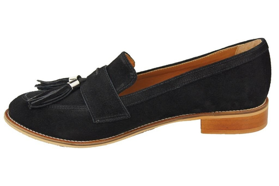 Dámská obuv Mokassins Natural Leather Velour Black 134 ElitaBut