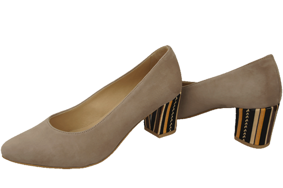 Dámská obuv Dámské lodičky Cappuccino Přírodní semišová kůže Ozdobný podpatek 158 S ElitaBut