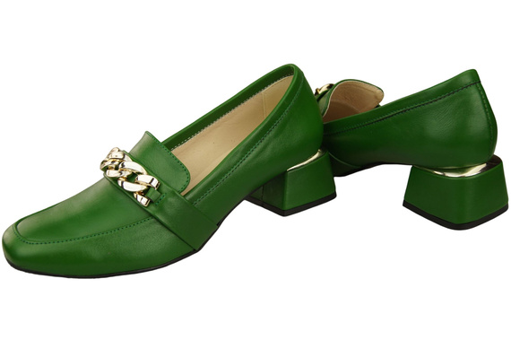 Dámská obuv Zelená s řetízkem Dámské mokasíny Přírodní kůže 193 ElitaBut