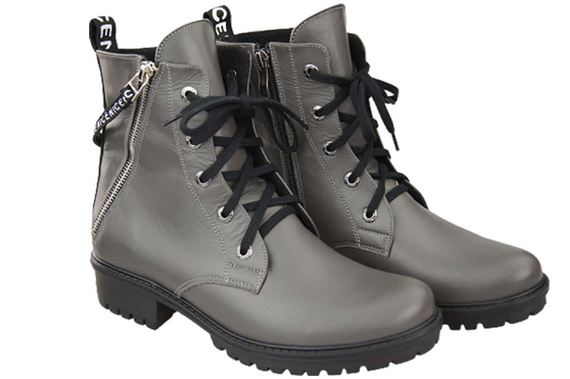 Obuv Dámské kozačky s nápisem NICE Přírodní kůže Graphite 173 L ElitaBut