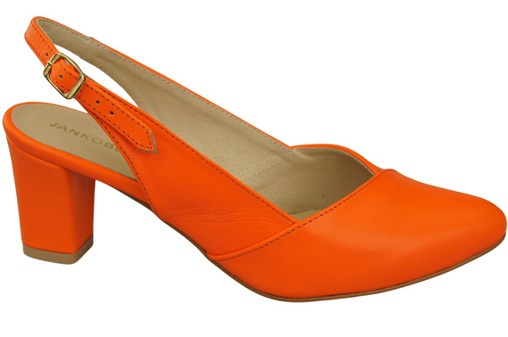 Dámská obuv Oranžové sandály na podpatku Přírodní kůže 217 ElitaBut