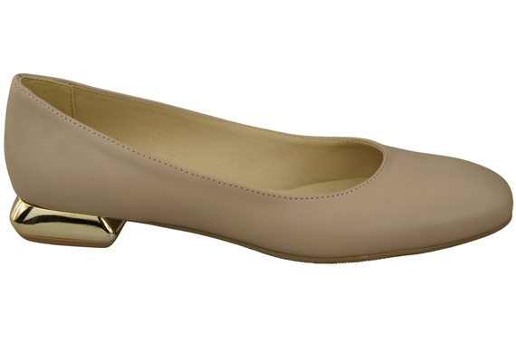 Ploché dámské boty Boty Cappuccino Světlý ozdobný podpatek Přírodní kůže 209 ElitaBut