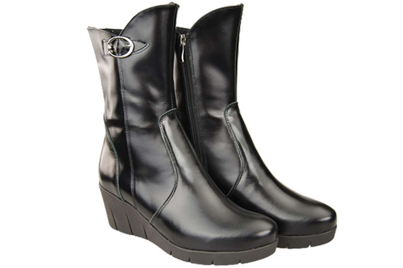Obuv Dámské boty černé lesklé Na kotvě přírodní kůže 178 ElitaBut