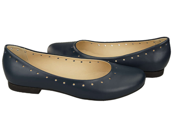 Dámské pohodlné baleríny z přírodní kůže Navy Blue 162 ElitaBut