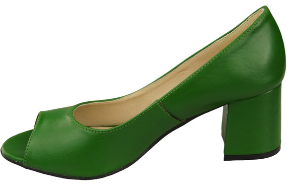 Dámská obuv PEEP TOE Green Lodičky z přírodní kůže s potaženým podpatkem 192 ElitaBut