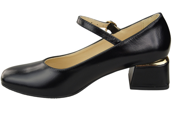 Dámská obuv Dámské lodičky s páskem Černá lesklá přírodní kůže 202 ElitaBut