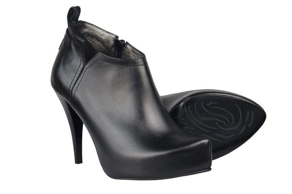 Jaro/podzim Dámská obuv Kozačky z přírodní kůže Black 794 ElitaBut