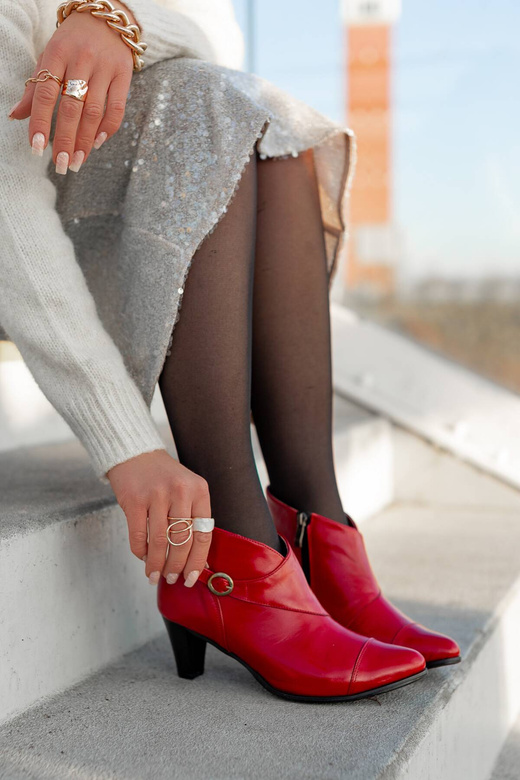 Obuv Dámské zimní boty z přírodní kůže Červená 100 Z ElitaBut