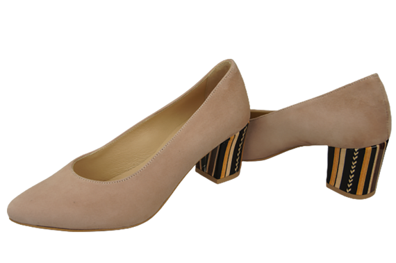 Dámská obuv Pink Suede Natural Leather Decorative Heel 158 With ElitaBut