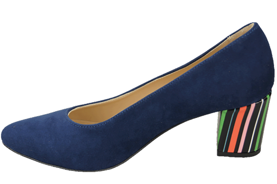 Dámská obuv Navy Blue Suede Leather Decorative Heel 158 With ElitaBut