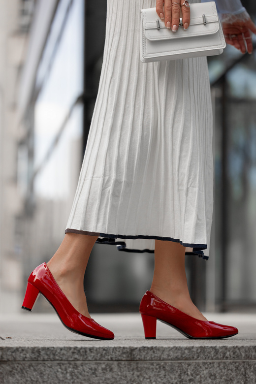 Dámská obuv Dámské kožené lodičky Červený lak 974 ElitaBut