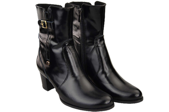 Dámské kozačky černé lesklé zateplené přírodní kůže 882 Z ElitaBut