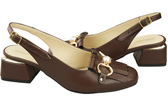 Dámská obuv Čokoládové sandály zdobené třásněmi Přírodní kůže 208 ElitaBut