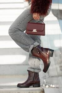 Dámská obuv Boty z přírodní kůže Maroon 122 ElitaBut