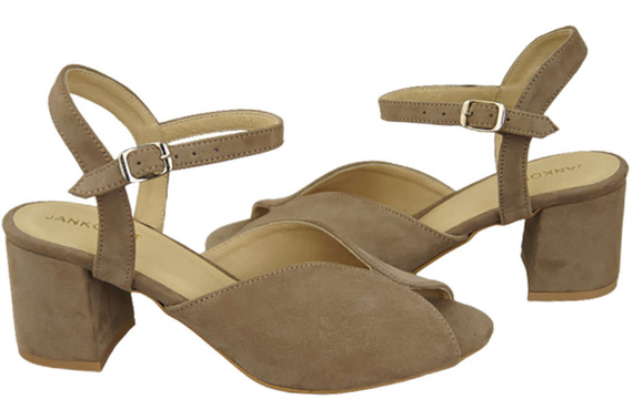 Dámské sandály Cappuccino Dark Natural Leather Suede 185 ElitaBut