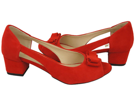 Dámská obuv Červené semišové kožené sandály 145 Z ElitaBut