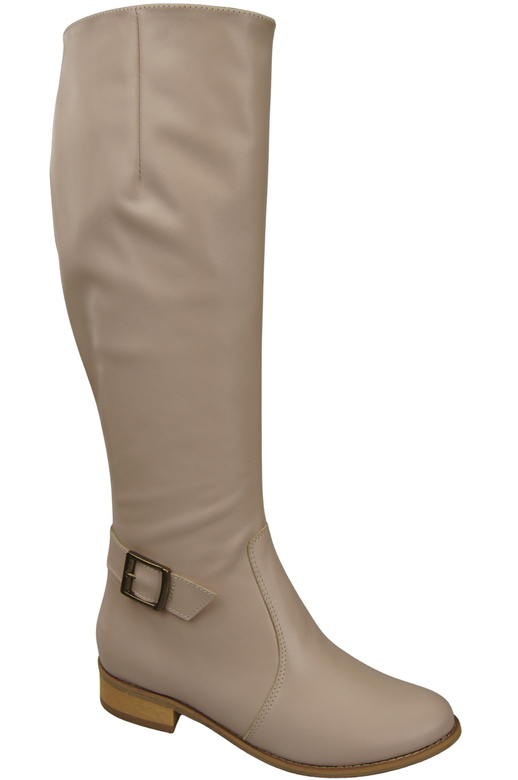 Dámské kožené kozačky Cappuccino Pale zateplené oficerky, ploché 225 ElitaBut