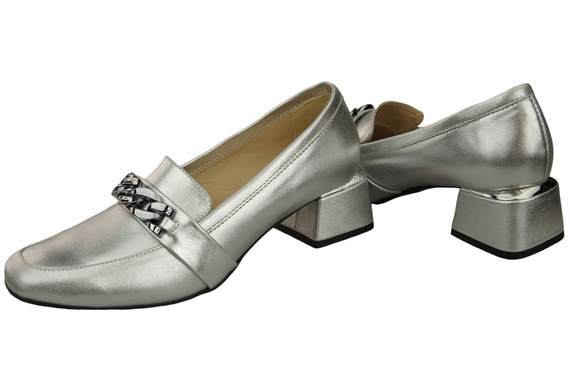Dámské boty Silver with Embellished Chain Moccasin pumps Přírodní kůže 193 ElitaBut