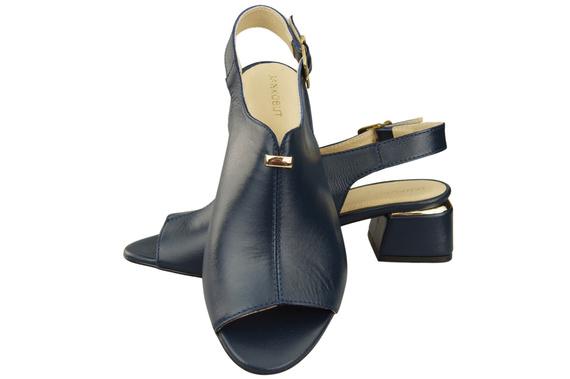 Dámská obuv Sandály Navy blue gold buckle Natural leather 198 ElitaBut