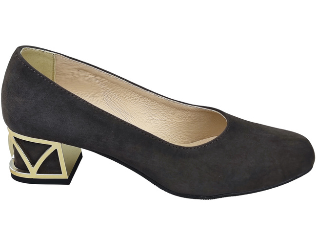 Pohodlné dámské boty Čokoláda lodičky s ozdobným podpatkem Přírodní semišová kůže 219 Od ElitaBut