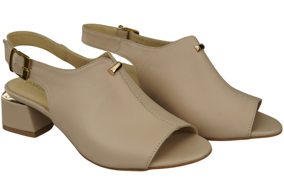 Dámská obuv Sandály Cappuccino Světle zlatá přezka Přírodní kůže 198 ElitaBut