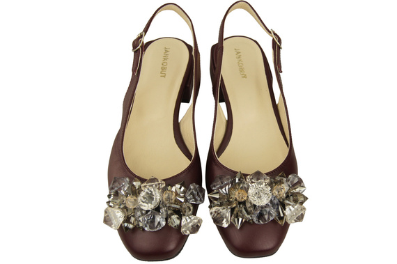 Dámská obuv Maroon Sandály s krystaly Přírodní kůže 215 ElitaBut