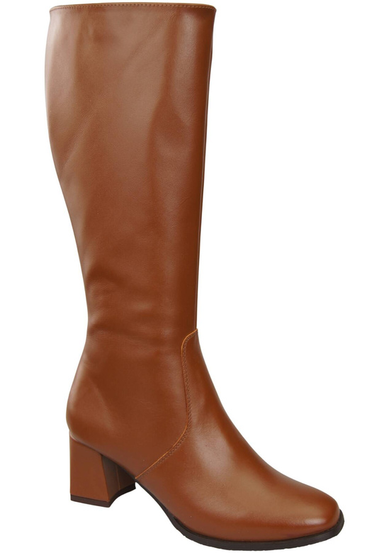 Pohodlné dámské boty hnědé s nízkým podpatkem z přírodní kůže 212 ElitaBut