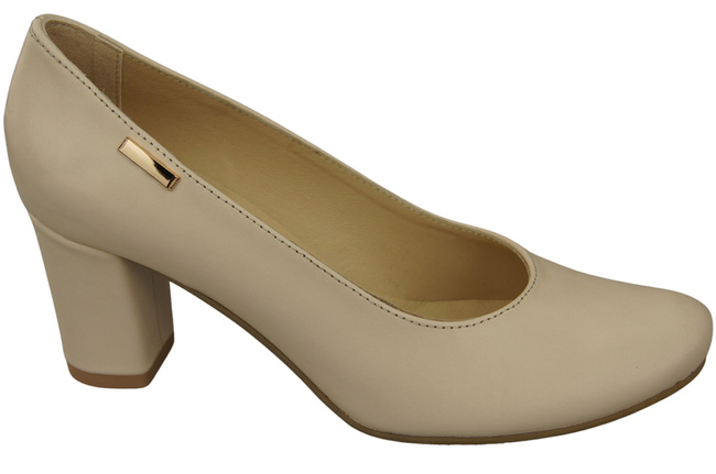 Dámská obuv Classic Beige Natural Leather Almond Nose pumps 201 ElitaBut