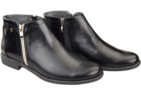 Dámská obuv Dámské boty černé lesklé zateplené přírodní kůže 872 s Elitabut