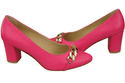 Klasické dámské boty Neon Pink Natural Leather pumps with Gold Ornamental Chain 200 ElitaBut