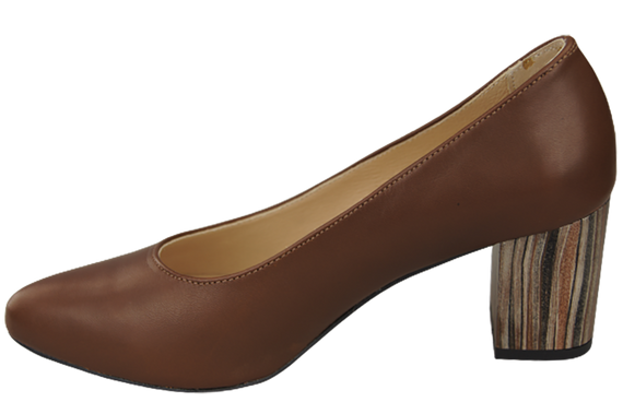 Dámská obuv Hnědá přírodní kůže s ozdobným podpatkem 157 ElitaBut