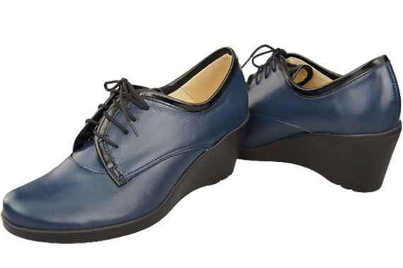 Obuv Dámské vysoké podpatky z přírodní kůže Námořnická modř 181 ElitaBut