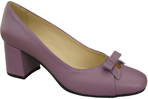 Dámské lodičky s mašlí lila Přírodní kůže a nízkým podpatkem 203 ElitaBut