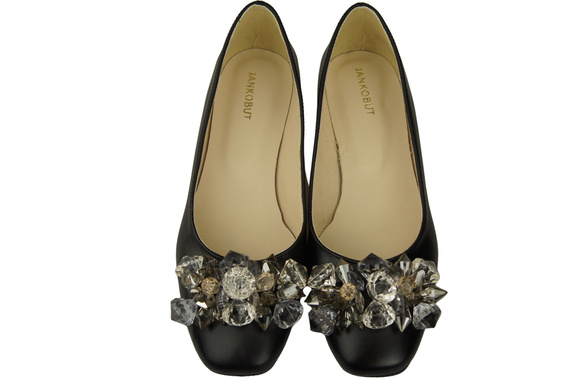 Dámské černé lodičky s krystaly z přírodní kůže 216 ElitaBut