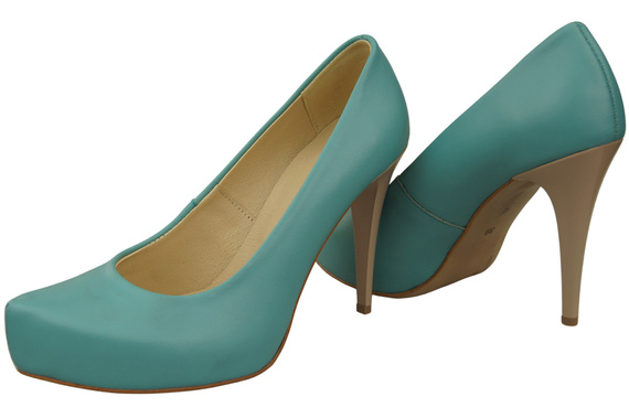 Dámská obuv Tyrkysové lodičky Stiletto z přírodní kůže 205 ElitaBut