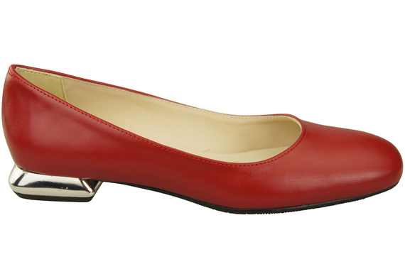 Plochá dámská obuv Červený ozdobný podpatek Přírodní kůže 209 ElitaBut