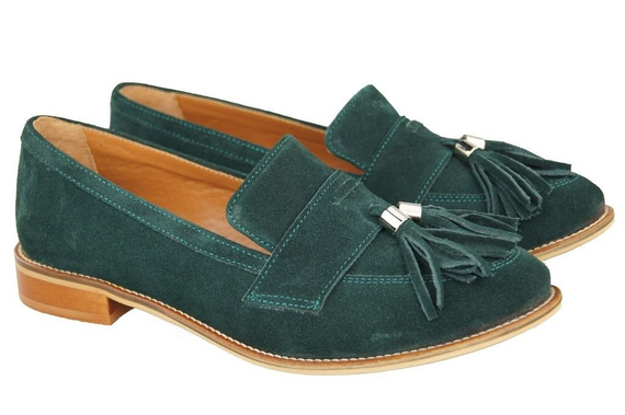 Dámské mokasíny z přírodní kůže Velour Malachite 134 ElitaBut