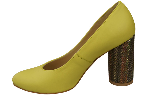 Dámské lodičky Lemon z přírodní kůže Barevný ozdobný podpatek 194 ElitaBut