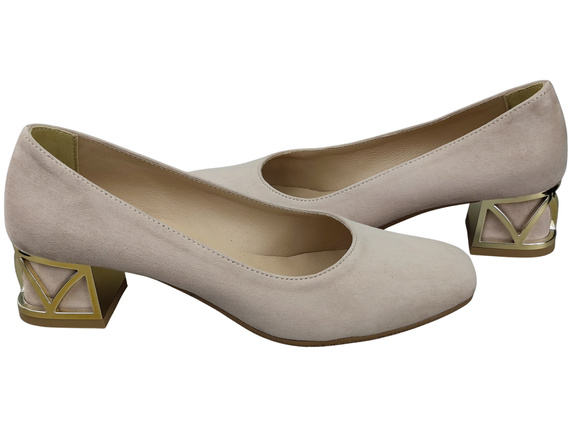 Pohodlné dámské boty Pudrově růžová lodičky s ozdobným podpatkem Přírodní semišová kůže 219 Od ElitaBut