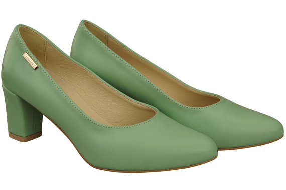 Klasické hladké boty Dámské mátové kožené lodičky 213 ElitaBut