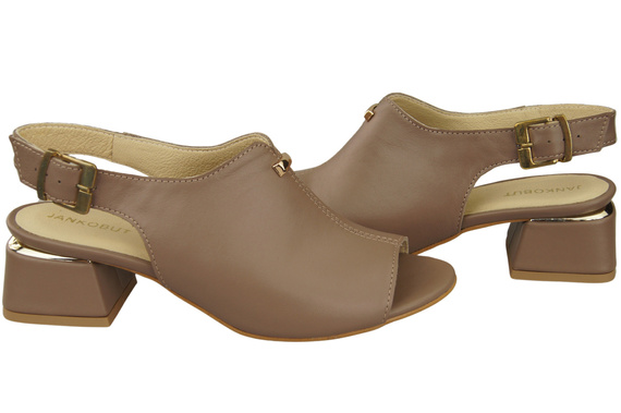 Dámská obuv Sandály Cappuccino Tmavě zlatá přezka Přírodní kůže 198 ElitaBut