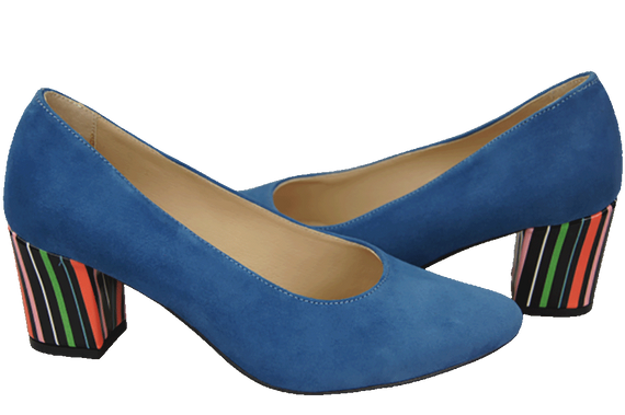 Dámská obuv Blue Suede Natural Leather Decorative Heel 158 With ElitaBut